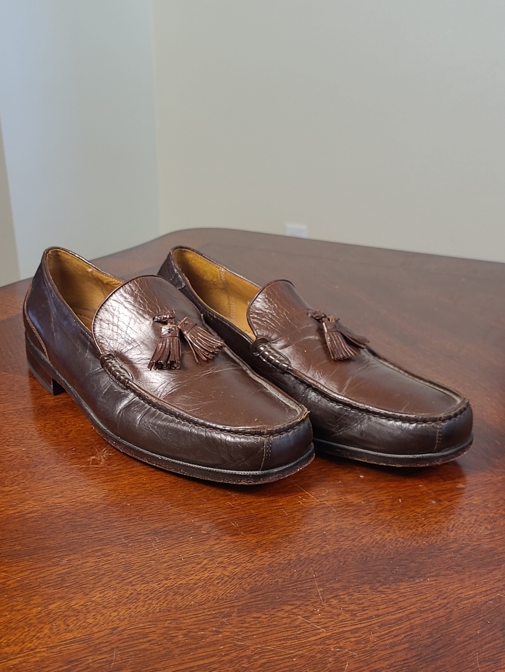 Florsheim Leather Tassel Loafer Mens Square Toe Dress Shoes 10 3E Extra Wide EEE